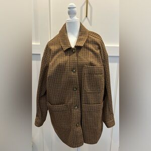 Lane Bryant Brown and Cream Checkered Jacket